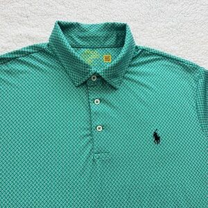 Polo Ralph Lauren Performance Polo Shirt Green & Purple Paisley Men’s L Golf